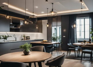 Har du masser af plads i både køkken og stue, så overvej runde barborde og et rundt spisebord