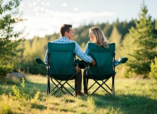 Romantisk udflugt i naturen med komfortable campingstole