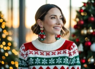 Fuldend dit julelook med en julesweater og juleøreringe