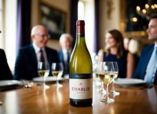 Sæt en flaske Chablis hvidvin på bordet når i får gæster