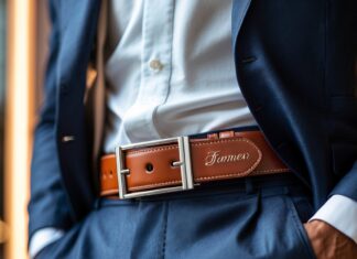 Køb et personligt læderbælte med gravering som passer til dit skræddersyede jakkesæt