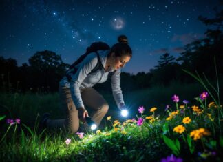 Sådan finder du vilde blomster om natten med led lommelygter til udendørs brug
