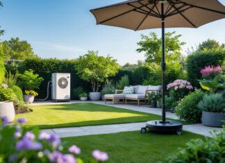 Sådan skaber du den perfekte haveoase i Holbæk med varmepumpe og parasolfod med hjul