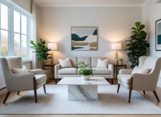 Sådan skaber du den perfekte stue med lænestole og marmor sofabord til stuen