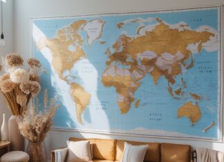 Sådan skaber du en unik indretning med tørrede blomster og verdenskort med navne