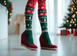 Sådan styler du julestrømpebukser med sko med kilehæl