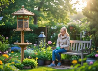 Skab en hyggelig haveoase med foderbræt og havebænk