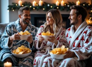 Decemberhygge med chips og julebadekåber