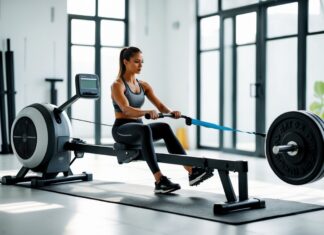 Effektiv træning derhjemme med romaskine og vægtstang med skiver tilbud