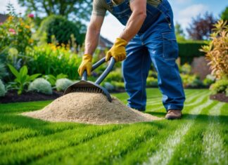 Effektivt havearbejde med kedeldragter og topdressing til græsplænen