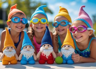 Hæklede nisser og sjove svømmebriller til børn: En kreativ kombination til ferien