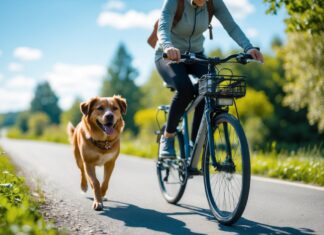 Musikalsk cykeltur med hund: el-guitar til cykelturen