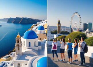 Oplev de bedste seværdigheder i Santorini og London
