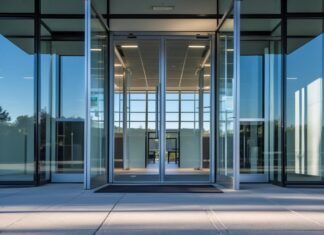 Optimal belysning og hoveddøre til kontorindgange