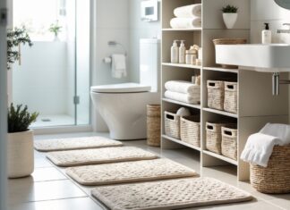 Praktiske løsninger til opbevaring og vintermåtter til badeværelset
