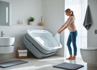 Praktiske løsninger til små badeværelser: foldbare badekar og dækkeservietter til badeværelset