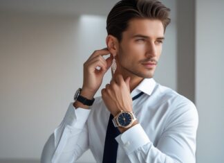 Sådan matcher du lange øreringe med et ur til mænd online