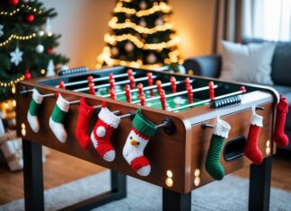 Sådan pynter du dit bordfodboldbord med hæklet julepynt