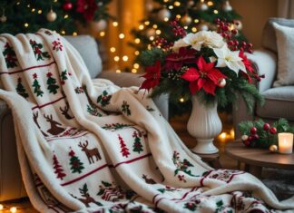 Sådan skaber du den perfekte julestemning med broderede tæpper og blomsterarrangementer