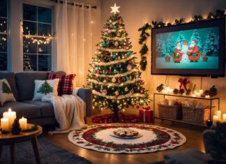 Sådan skaber du den perfekte julestemning med julefilm til julehyggen og et smukt juletræstæppe