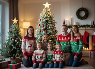 Sådan skaber du den perfekte julestemning med matchende juletrøjer og syntetisk juletræ
