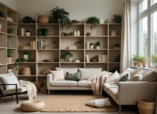 Sådan skaber du en hyggelig stue med reoler og tæpper i løs design