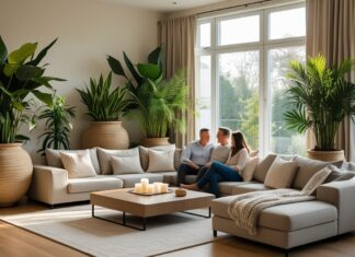 Sådan skaber du en hyggelig stue med store krukker og U-sofaer