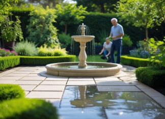 Sådan skaber du en smuk have med rene fliser og springvand