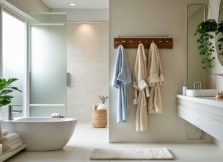 Sådan skaber du et afslappende badeværelse med en funktionel knagerække til opbevaring