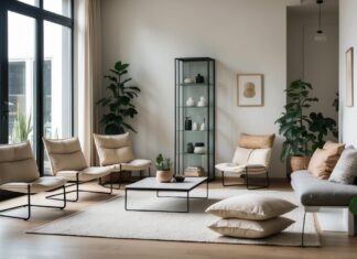 Sådan skaber du et stilfuldt hjem med gulvstole og smalt vitrineskab