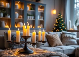 Sådan skaber du hygge i stuen med adventslys og et væghængt vitrineskab