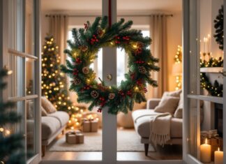 Sådan skaber du hygge i stuen med en julekrans til døren inspiration