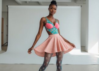 Sådan styler du din badedragt med skørt og strømpebukser med mønster online