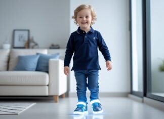 Sådan styler du langærmede poloer med sko med lys til børn