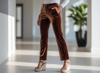 Sådan styler du velourbukser med sandaler med kilehæl