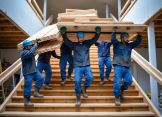 Sådan transporterer du tunge materialer op ad trapper med hjælp fra lokale håndværkere