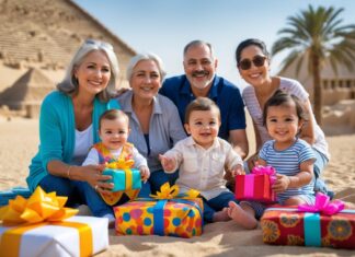 Familieferie i Egypten med fokus på gaver til de allermindste