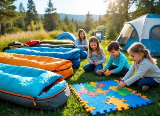 Find den perfekte sovepose til campingturen og opdag sjove aktiviteter med puslespilsmåtte til børn og voksne