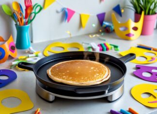 Lav de bedste fastelavnsmasker og pandekager med en pandekageplade til fastelavn