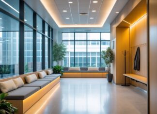 Optimal belysning og praktiske entrebænke til kontoret