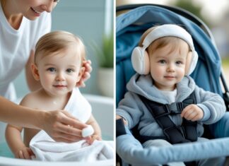 Sådan beskytter du dit barns ører og hud i badet og på farten