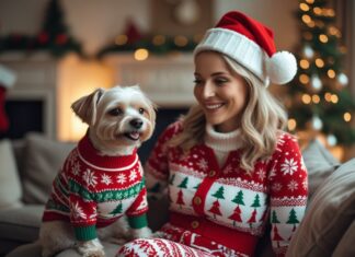 Sådan matcher du din julejumpsuit med din hunds julesweater