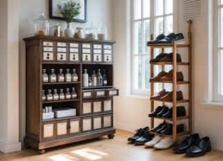 Sådan organiserer du dit hjem med en apotekerdisk og skostativ