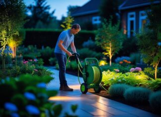 Sådan skaber du den perfekte havebelysning med sensor og holder din have grøn med en slangevogn
