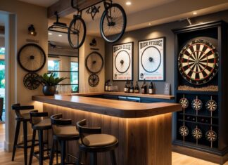 Sådan skaber du den perfekte hjemmebar med cykeltema og dartskab til hjemmet
