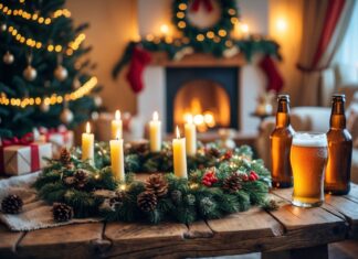 Sådan skaber du den perfekte julehygge med øl og julekrans med lys til jul