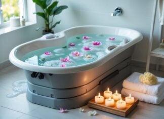 Sådan skaber du en afslappende spaoplevelse derhjemme med et foldbart badekar og lysfad
