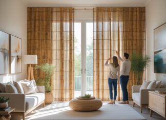 Sådan skaber du en harmonisk stue med malerier og gardiner lavet af bambus