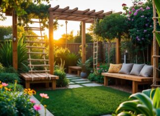 Sådan skaber du en hyggelig have med rebstiger og bænke