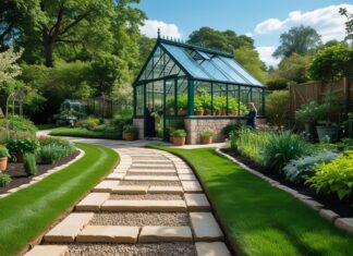 Sådan skaber du en smuk indkørsel med sten og et drivhus i haven